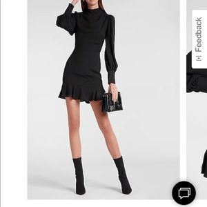 Express Draped Mock neck dress in Black.